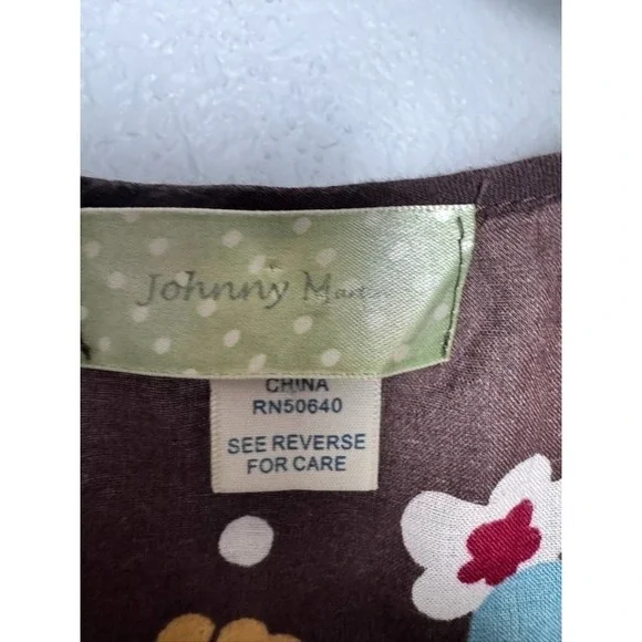 Johnnie Martin Dress Women's L Brown Floral Botanical Weekend Bohemian Feminine - Picture 3 of 12